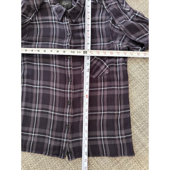 RAILS REVOLVE Hunter Long Sleeve Button Up Plaid Shirt in Onyx Slate White S - Picture 5 of 5